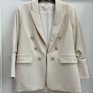 Veronica Beard Beige Double-Breasted Blazer